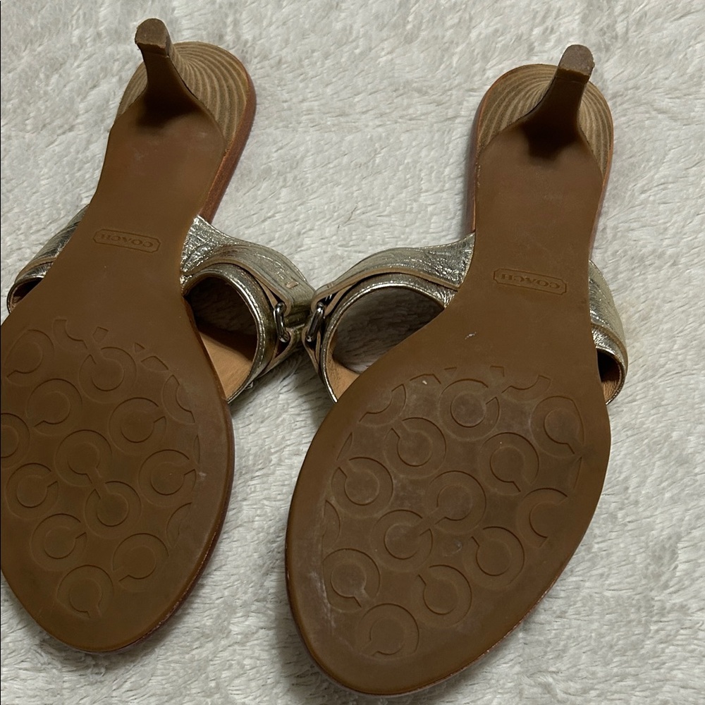 Coach Women's Metallic Gold Sandals - Picture 2 of 2